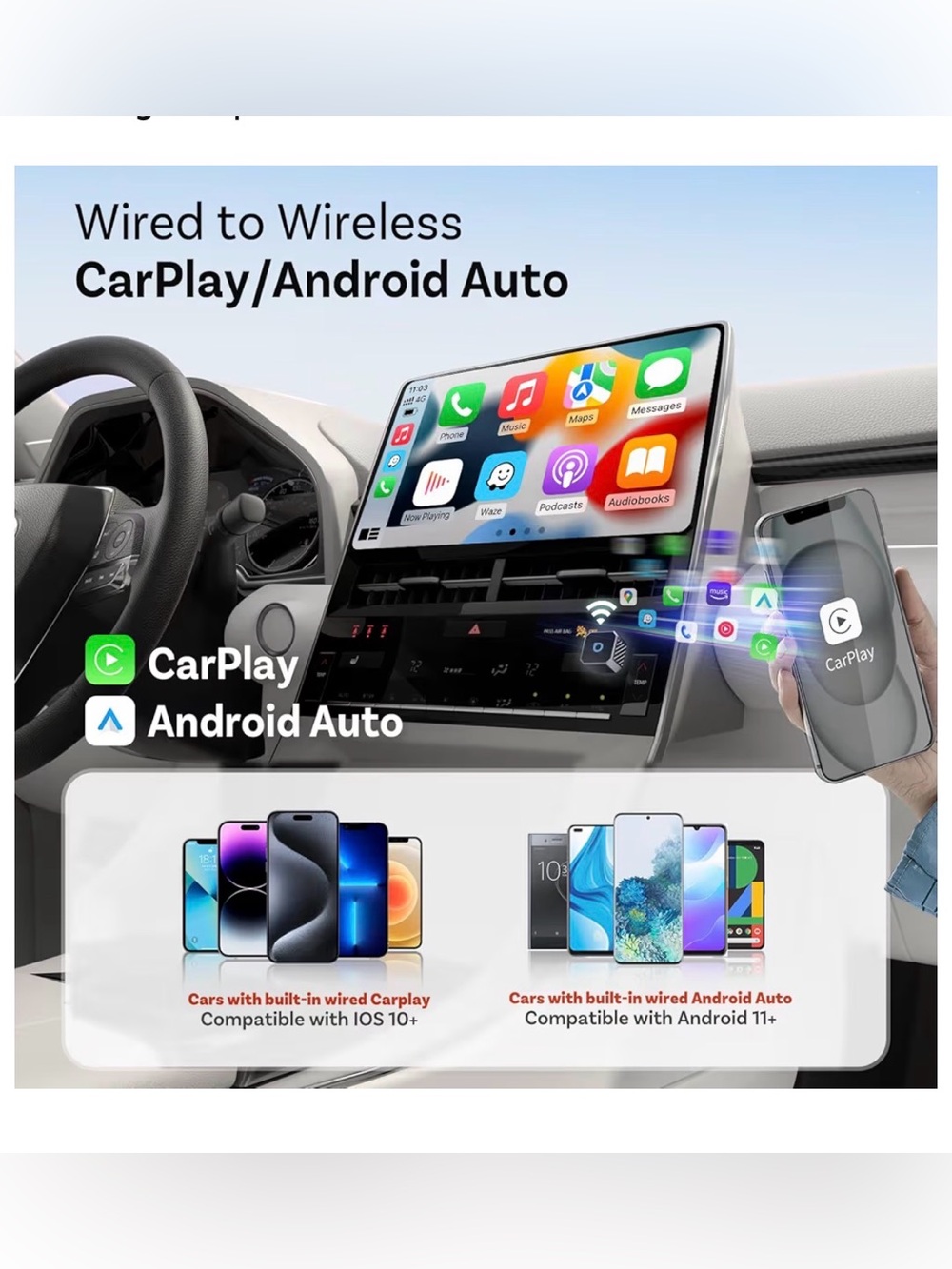 OTTOCAST Mini 3.0 Wireless CarPlay/Android Auto Adapter - Silver - Picture 2 of 7